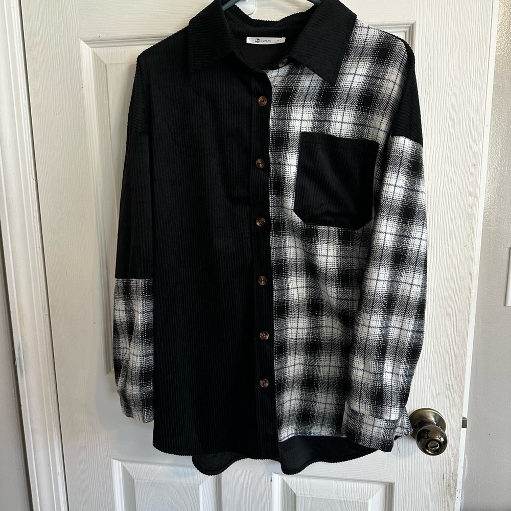 Black and White Checkered oversized Flannel